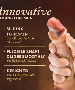 Renaissance Davinci Sliding Foreskin Dildo With Squeezable Balls 8 In. Tan