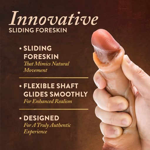 Renaissance Davinci Sliding Foreskin Dildo With Squeezable Balls 8 In. Tan - Image 7