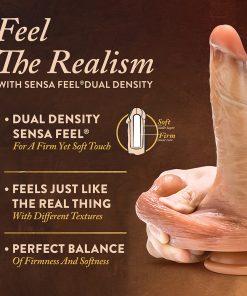 Renaissance Davinci Sliding Foreskin Dildo With Squeezable Balls 8 In. Tan
