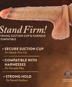 Renaissance Davinci Sliding Foreskin Dildo With Squeezable Balls 8 In. Tan