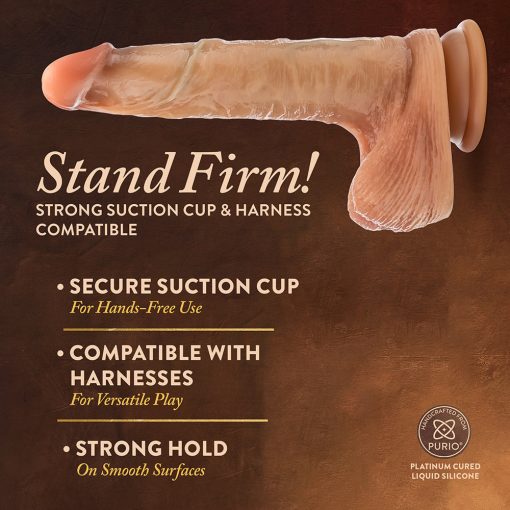 Renaissance Davinci Sliding Foreskin Dildo With Squeezable Balls 8 In. Tan - Image 9