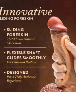 Renaissance Raphael Sliding Foreskin Dildo With Squeezable Balls 9.5 In. Tan