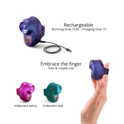 Love To Love Kisscool Finger Vibrator with Tapping Motion – Indigo - Image 4