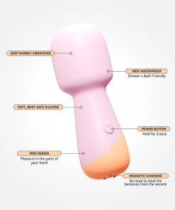 Vush Peachy Mini Wand Vibrator – Pocket-Size, Waterproof, Rechargeable