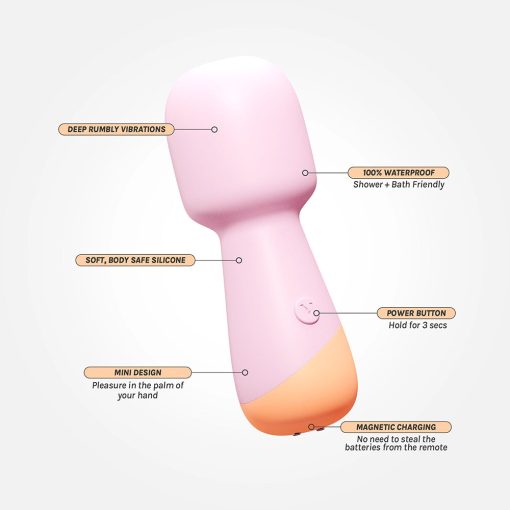 Vush Peachy Mini Wand Vibrator – Pocket-Size, Waterproof, Rechargeable - Image 3