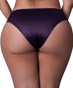 Magic Silk Leather & Lace Lace Cheeky Hipster Plum Queen Size