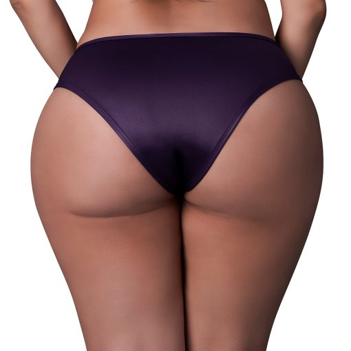 Magic Silk Leather & Lace Lace Cheeky Hipster Plum Queen Size - Image 2
