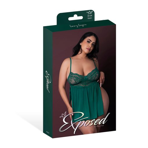 Magic Silk Evermore Babydoll & Cheeky Panty Set Emerald Queen Size - Image 6