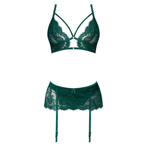 Magic Silk Evermore Bralette, Garter Skirt & Thong Set Emerald S/M - Image 4
