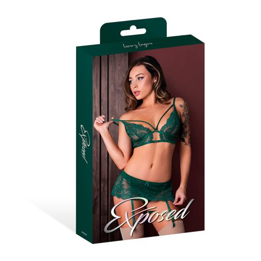Magic Silk Evermore Bralette, Garter Skirt & Thong Set Emerald S/M - Image 6