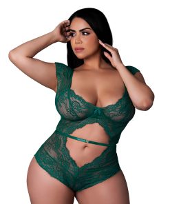 Magic Silk Evermore Cutout Romper Emerald Queen Size