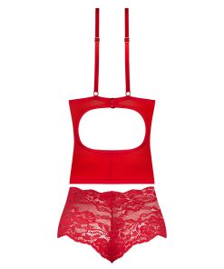 Magic Silk Sugar High Plunge Bustier & Boy Short Set Red L/Xl