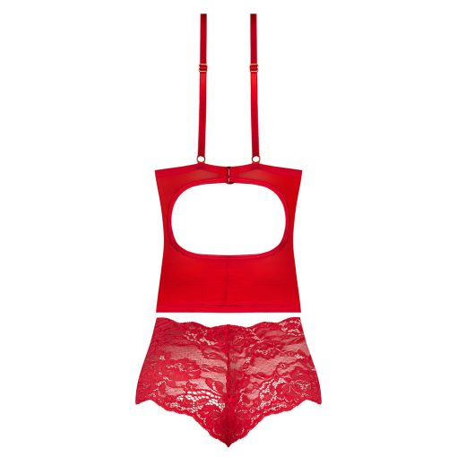 Magic Silk Sugar High Plunge Bustier & Boy Short Set Red L/Xl - Image 5