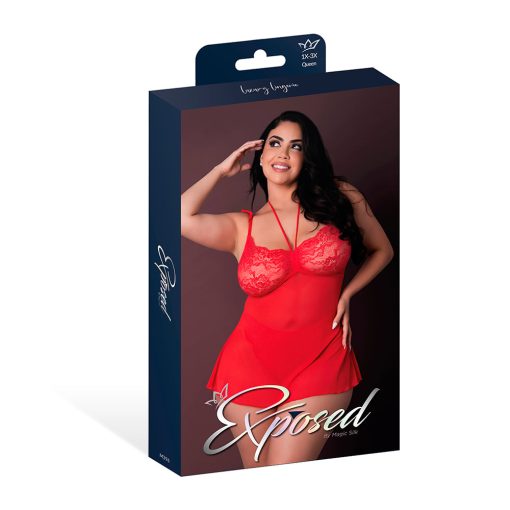 Magic Silk Sugar High Babydoll & Thong Set Red Queen Size - Image 7