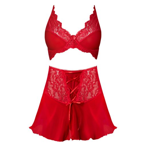 Magic Silk Sugar High Bralette, Cincher Skirt & Thong Set Red L/Xl - Image 5