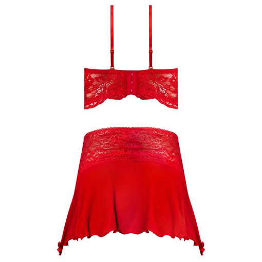 Magic Silk Sugar High Bralette, Cincher Skirt & Thong Set Red Queen Size - Image 5