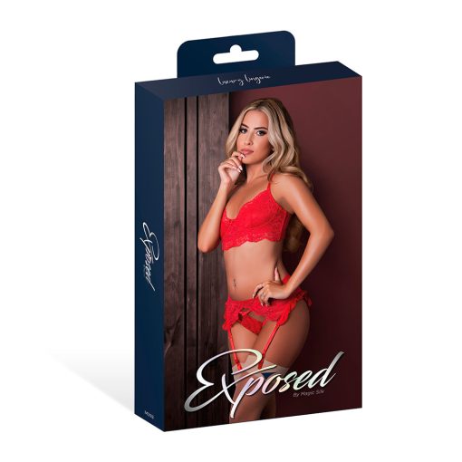 Magic Silk Sugar High Bra, Garter & Panty Set Red L/Xl - Image 4