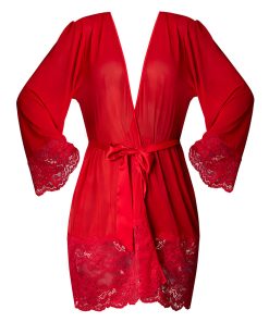 Magic Silk Sugar High 3/4 Sleeve Robe Red S/M
