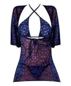 Magic Silk Hazy Dayz Halter Bra, Thong & Dress Set Butterfly L/Xl