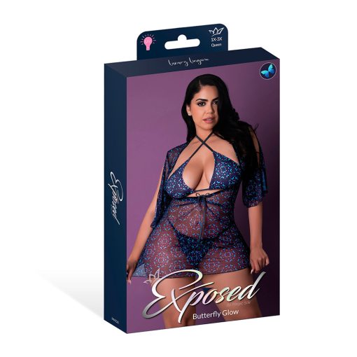 Magic Silk Hazy Dayz Halter Bra, Thong & Dress Set Butterfly Queen Size - Image 7