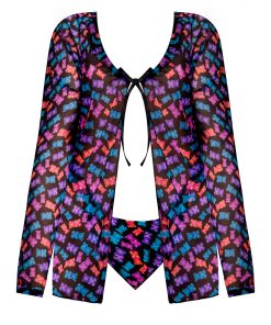 Magic Silk Hazy Dayz Tie Front Jacket & Thong Set Gummy Bears S/M