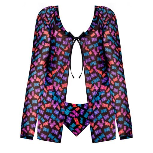 Magic Silk Hazy Dayz Tie Front Jacket & Thong Set Gummy Bears L/Xl - Image 4