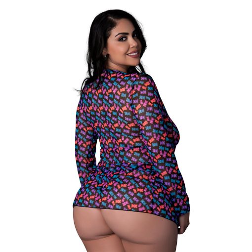 Magic Silk Hazy Dayz Tie Front Jacket & Thong Set Gummy Bears Queen Size - Image 3