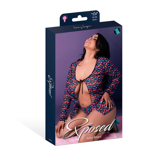 Magic Silk Hazy Dayz Tie Front Jacket & Thong Set Gummy Bears Queen Size - Image 6