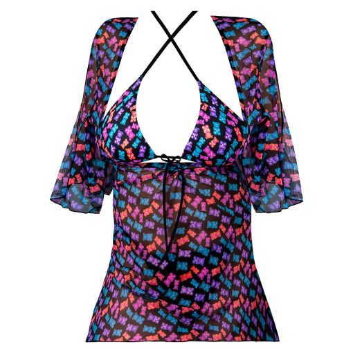 Magic Silk Hazy Dayz Halter Bra, Thong & Dress Set Gummy Bears S/M - Image 3