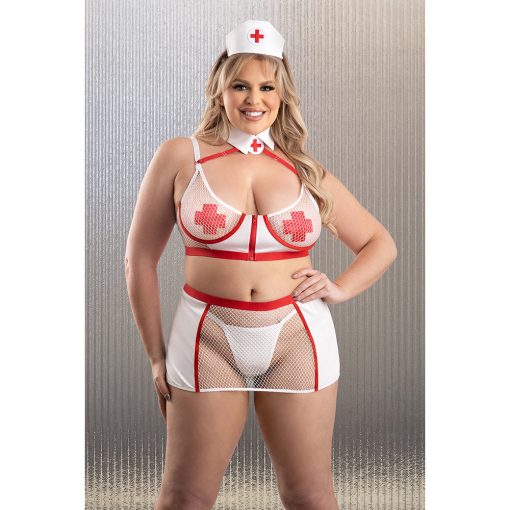 Fantasy Lingerie Play Perfect Health 5-Piece Nurse Costume Set White Xl/2Xl - Image 2