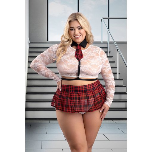 Fantasy Lingerie Play High Standards 4-Piece School Girl Costume Set Red Xl/2Xl - Image 2