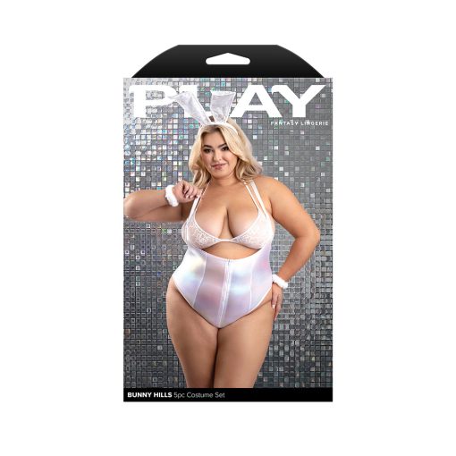 Fantasy Lingerie Play Bunny Hills 5-Piece Bunny Costume Set White 3Xl/4Xl