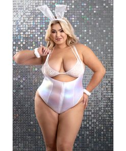 Fantasy Lingerie Play Bunny Hills 5-Piece Bunny Costume Set White 3Xl/4Xl