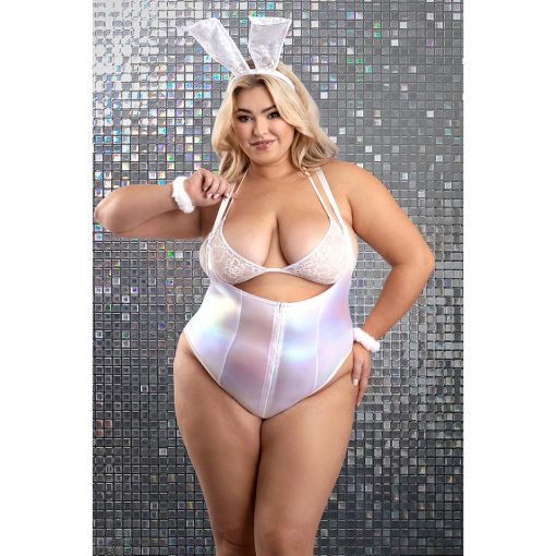 Fantasy Lingerie Play Bunny Hills 5-Piece Bunny Costume Set White 3Xl/4Xl - Image 2