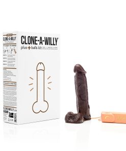Clone-A-Willy Plus – Vibrating Dildo Kit With Balls (Deep Skin Tone)