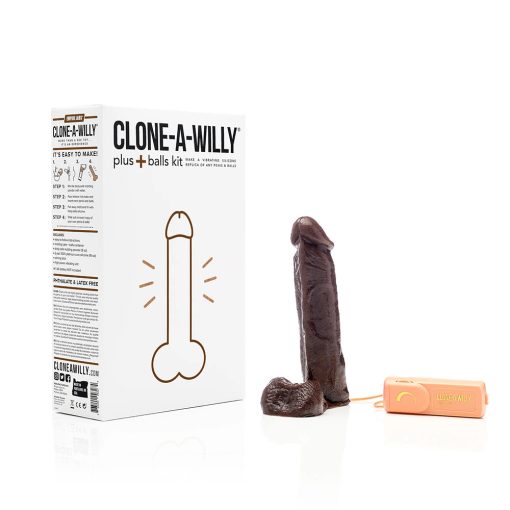 Clone-A-Willy Plus – Vibrating Dildo Kit With Balls (Deep Skin Tone)