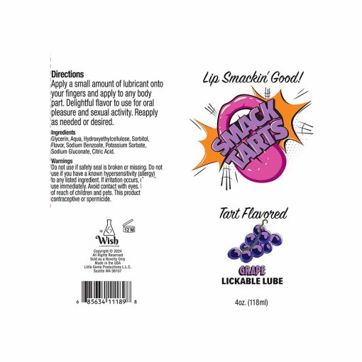 Smack Tarts Lickable Sour Grape Lube 4 Oz. - Image 2