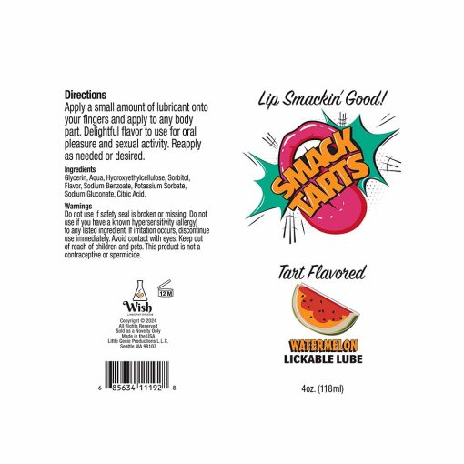 Smack Tarts Lickable Sour Watermelon Lube 4 Oz. - Image 2