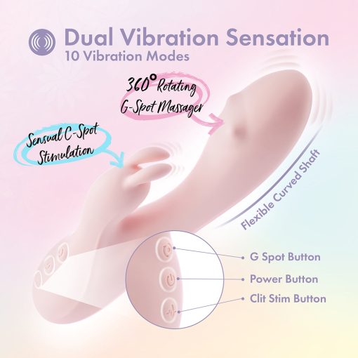 Play With Me Fairy Flutter Rabbit Vibrator – Rotating, Pink Silicone - Image 9