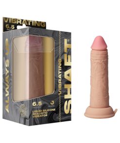 Shaft Vibrating Model J: 6.5 In. Dual Density Silicone Dildo Pine