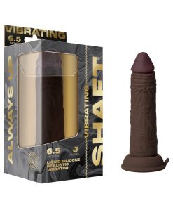 Shaft Vibrating Model J: 6.5 In. Dual Density Silicone Dildo Mahogany