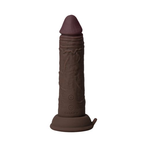 Shaft Vibrating Model J: 6.5 In. Dual Density Silicone Dildo Mahogany - Image 5