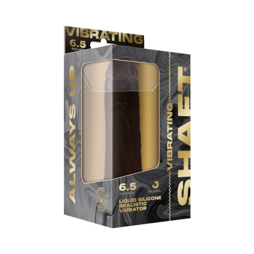 Shaft Vibrating Model J: 6.5 In. Dual Density Silicone Dildo Mahogany - Image 6