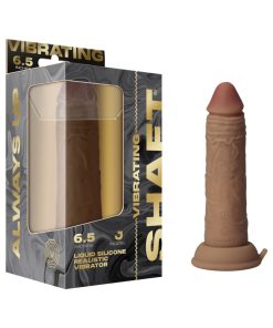 Shaft Vibrating Model J: 6.5 In. Dual Density Silicone Dildo Oak