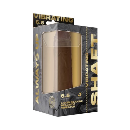 Shaft Vibrating Model J: 6.5 In. Dual Density Silicone Dildo Oak - Image 6