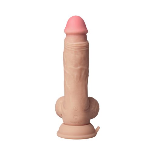 Shaft Vibrating Model A: 7.5 In. Dual Density Silicone Dildo Pine - Image 5