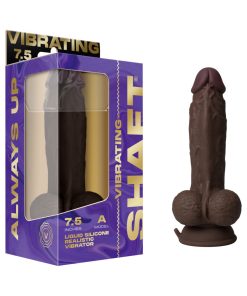 Shaft Vibrating Model A: 7.5 In. Dual Density Silicone Dildo Mahogany