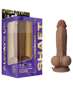 Shaft Vibrating Model A: 7.5 In. Dual Density Silicone Dildo Oak
