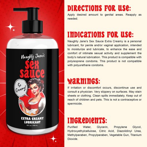 Naughty Jane'S Sex Sauce Extra Creamy Lubricant 16 Oz. - Image 4