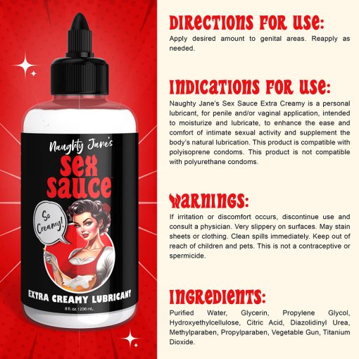 Naughty Jane'S Sex Sauce Extra Creamy Lubricant 8 Oz. - Image 4